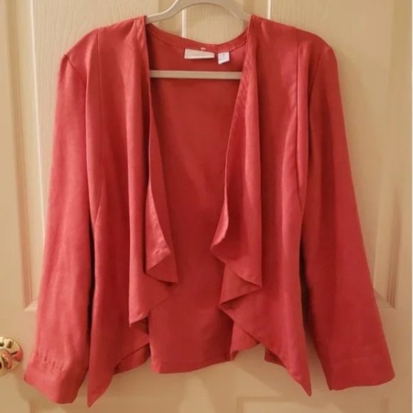 Chico's Jackets & Blazers - Chico's Orange Waterfall Open Front Light Fall Jacket or Cardigan (Size 2/Lg)